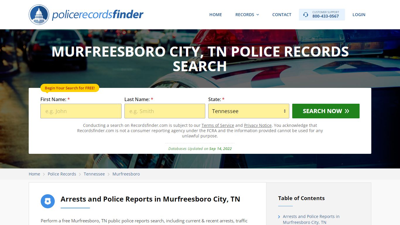 MURFREESBORO CITY, TN POLICE RECORDS SEARCH - RecordsFinder
