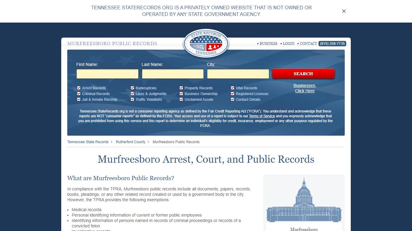 Murfreesboro Arrest and Public Records - StateRecords.org